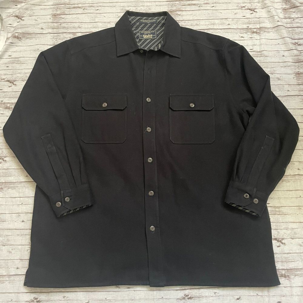 Levi's Jacket Shacket Men's Barn Coat Size Large L Lined Black Cotton Striped